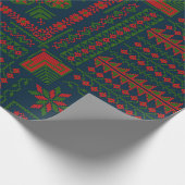 Papier Cadeau Broderie palestinienne Tatreez rouge vert 5 Motif (Coin)