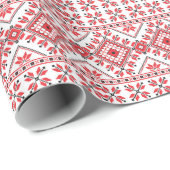 Papier Cadeau Broderie rouge et blanche (Coin rond)