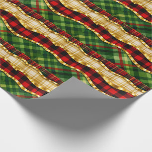 Papier Cadeau Broderie Satinée Dorée Plaid de Noël Brodé