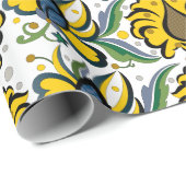 Papier Cadeau Broderie vintage estonienne traditionnelle (Coin rond)