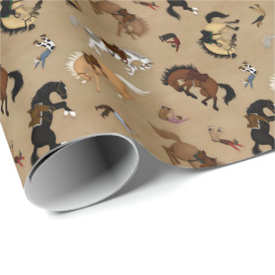 Papier Cadeau Broncs et Cowboys