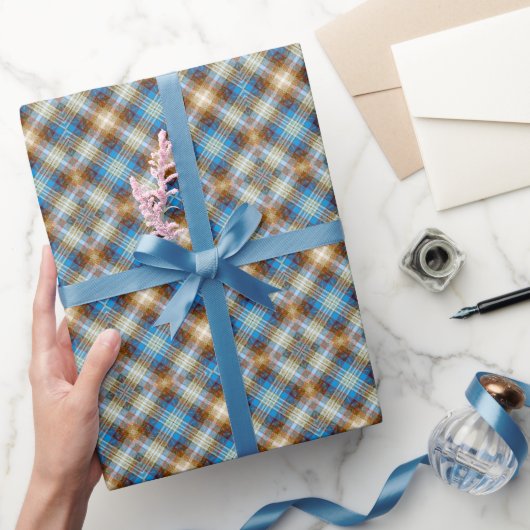 Papier Cadeau Bronze bleu Rustique Tartan Plaid En vichy Motif (Cadeaux)