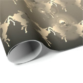 Papier Cadeau Bronze pâle de rennes de danse (Coin rond)