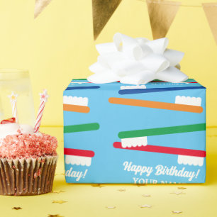 Papier Cadeau Brosse à dents colorée motif coutume Anniversaire