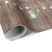 Papier Cadeau Brosse en bois de grange Script Joyeux Noël Floral (Coin rond)