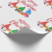 Papier Cadeau Brosse rouge Script Aquarelle de Noël Gnomes (Coin)