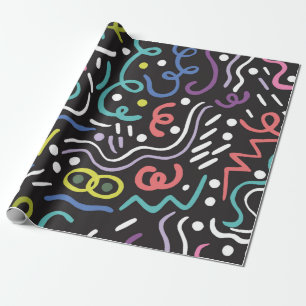 Papier Cadeau Brosse tirée à la main. Motif Abstrait, zigzags, l