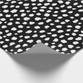 Papier Cadeau Brosses à pois à main (noir et blanc) (Coin)