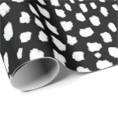 Papier Cadeau Brosses à pois à main (noir et blanc) (Coin rond)