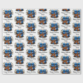 Papier Cadeau Brown and Blue Personalized Happy Birthday (Plat)