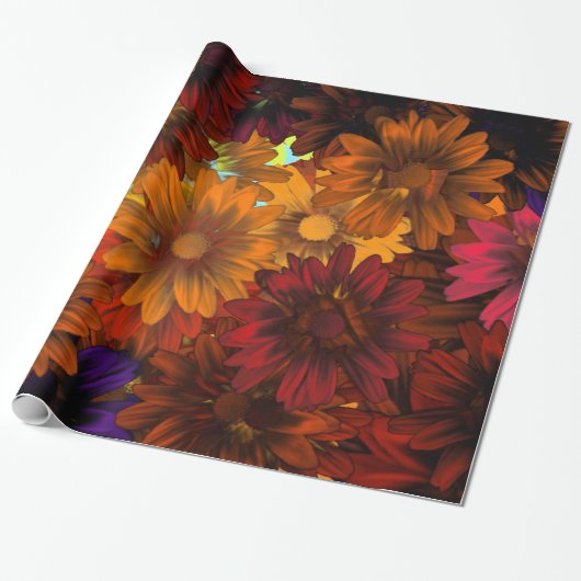 Papier Cadeau Brown automne floral (Déroulé)