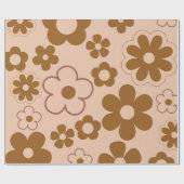 Papier Cadeau Brown Automne Retro Y2K Hippie Flower Motif (Plat)