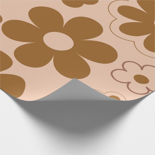 Papier Cadeau Brown Automne Retro Y2K Hippie Flower Motif (Coin)
