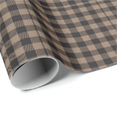 Papier Cadeau Brown Black En vichy Buffalo Plaid Farming (Coin rond)