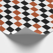 Papier Cadeau Brown Black White Checkered Pattern Design  (Coin)