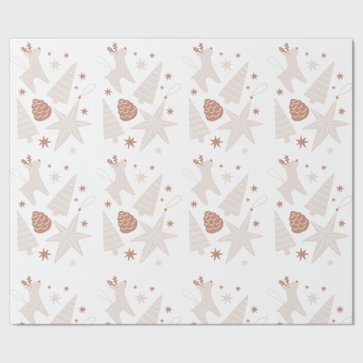 Papier Cadeau Brown blanc Noël simple (Couture)