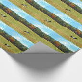 Papier Cadeau Brown & cheval blanc, arbres d'automne, ciel bleu (Coin)