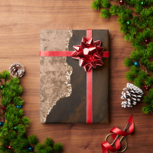 Papier Cadeau Brown chic Rose Gold Parties scintillant Agate Per