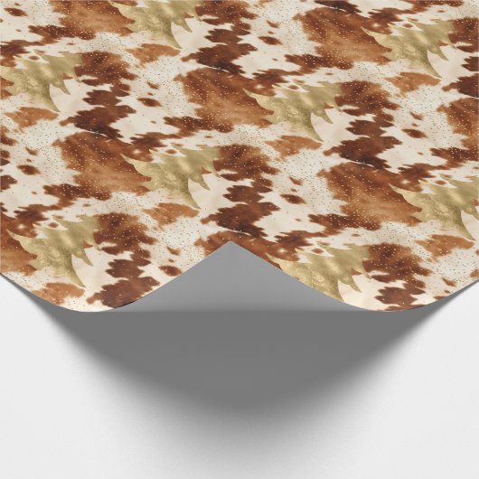 Papier Cadeau Brown Cream Cowhide Gold Confetti Christmas Tree (Coin)