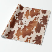 Papier Cadeau Brown Cream Cowhide Western (Déroulé)