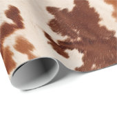 Papier Cadeau Brown Cream Cowhide Western (Coin rond)