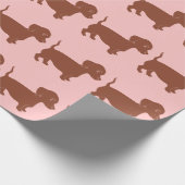 Papier Cadeau Brown Dachshunds Light Pink Wrapping Paper (Coin)