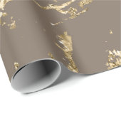 Papier Cadeau Brown de marbre doré mince touche pierre (Coin rond)