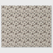 Papier Cadeau Brown Empreintes de pattes de chiens espaniels Spr (Plat)