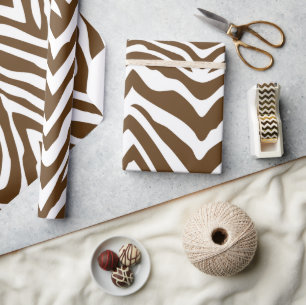 Papier Cadeau Brown et blanc Zebra Stripes Poster de animal