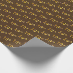 Papier Cadeau Brown, Faux Gold 10e (Dixième) Event Wrapping Pape