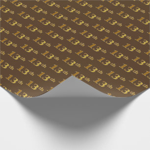 Papier Cadeau Brown, Faux Gold 13ème (treizième) événement