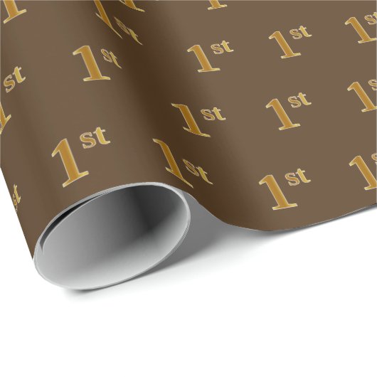 Papier Cadeau Brown, Faux Gold 1er (Premier) événement (Coin rond)
