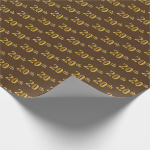 Papier Cadeau Brown, Faux Gold 20th (Vingtième) Event