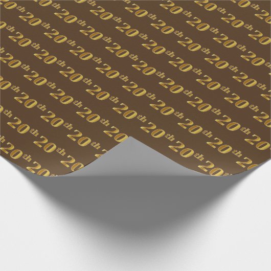 Papier Cadeau Brown, Faux Gold 20th (Vingtième) Event (Coin)