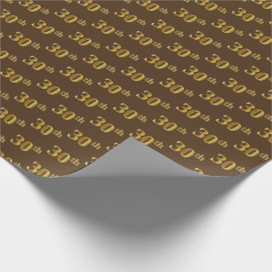Papier Cadeau Brown, Faux Gold 30e (Trentième)