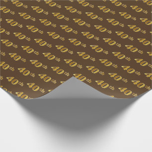 Papier Cadeau Brown, Faux Gold 40th (Quarantième)