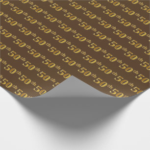 Papier Cadeau Brown, Faux Gold 50th (Cinquantième) Event