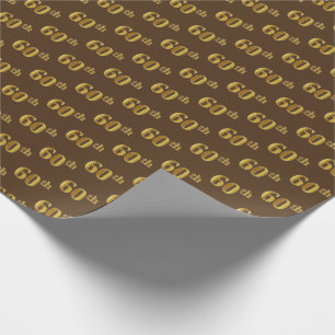 Papier Cadeau Brown, Faux Gold 60e (Soixantième)