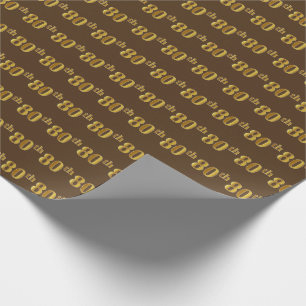 Papier Cadeau Brown, Faux Gold 80th (Eighantième) Event