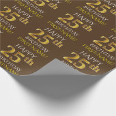 Papier Cadeau Brown, Faux Gold "HAPPY 25th BIRTHDAY" (Coin)