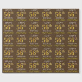 Papier Cadeau Brown, Faux Gold "HAPPY 56th BIRTHDAY" (Plat)