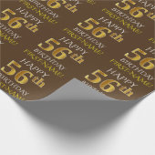 Papier Cadeau Brown, Faux Gold "HAPPY 56th BIRTHDAY" (Coin)