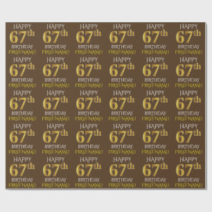 Papier Cadeau Brown, Faux Gold "HAPPY 67th BIRTHDAY"