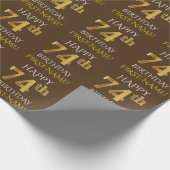 Papier Cadeau Brown, Faux Gold "HAPPY 74th BIRTHDAY" (Coin)