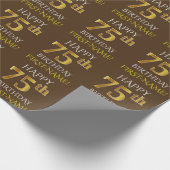 Papier Cadeau Brown, Faux Gold "HAPPY 75th BIRTHDAY" (Coin)