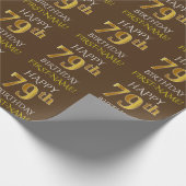 Papier Cadeau Brown, Faux Gold "HAPPY 79th BIRTHDAY" (Coin)