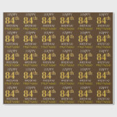 Papier Cadeau Brown, Faux Gold "HAPPY 84th BIRTHDAY" (Plat)