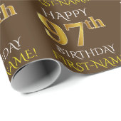 Papier Cadeau Brown, Faux Gold "HAPPY 97th BIRTHDAY" (Coin rond)