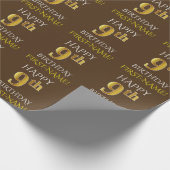 Papier Cadeau Brown, Faux Gold "HAPPY 9th BIRTHDAY" (Coin)