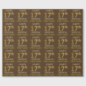 Papier Cadeau Brown, Faux Gold "HEUREUX 17ème anniversaire" (Plat)